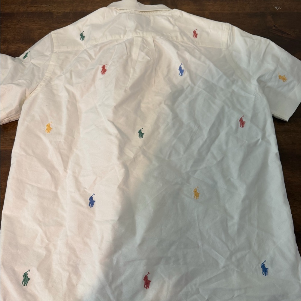 Polo Ralph Lauren White Button Down Embroidered Shirt Large 14-16 Pastel/Easter - Picture 4 of 7
